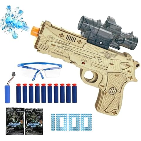 3D Wooden Puzzles for Adults, 3D Puzzle Wooden Gun, DIY Pistol Model Assembly Kits, Electric Blaster Toy Gun with Soft Bullets and Gel Bullets, Wood Puzzles Cool Toy for Adult Birthday Cover