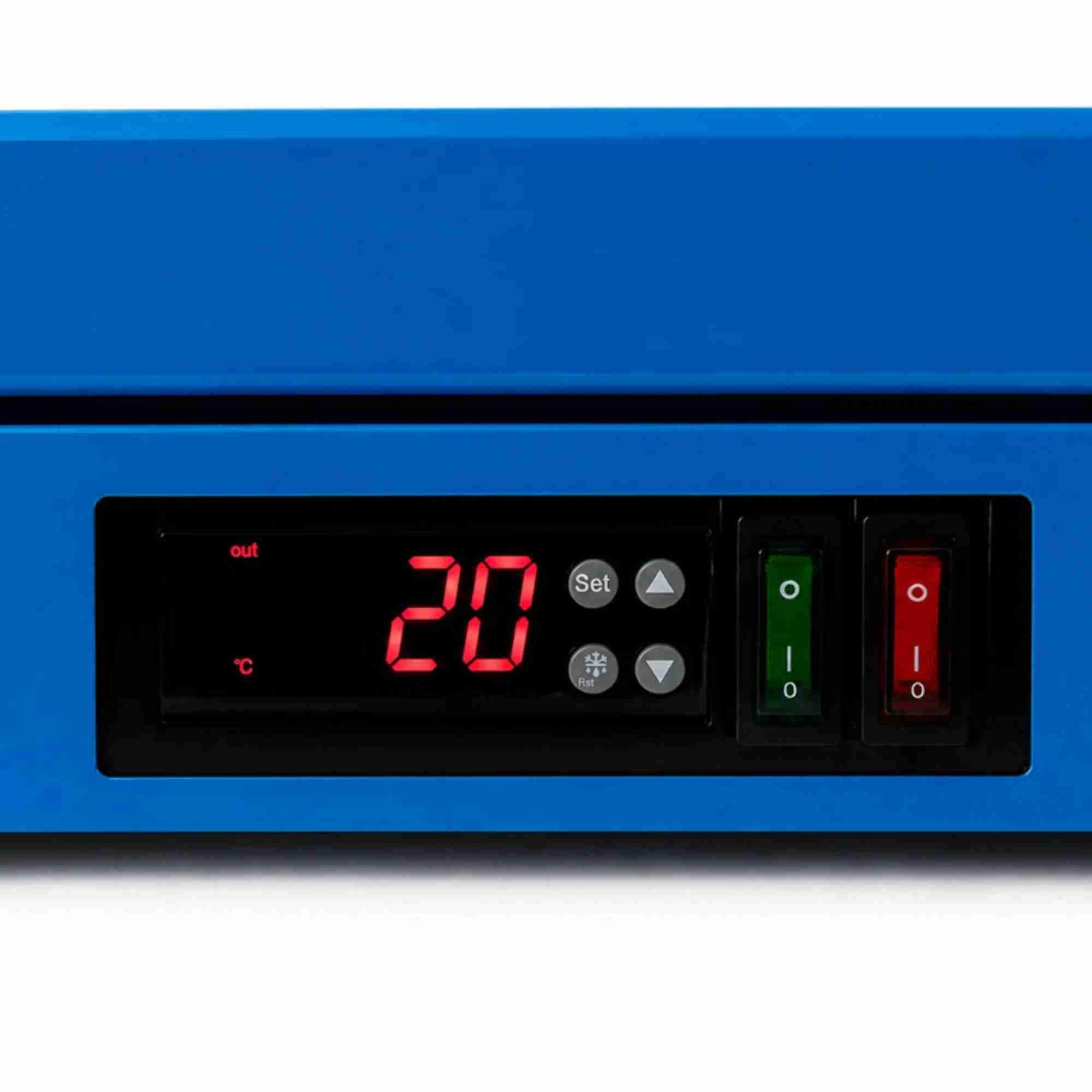 Frigorífico expositor para farmacia con puerta de cristal 133 L y doble ventilación. Armario expositor profesional para medicamentos y productos sanitarios con temperatura uniforme.