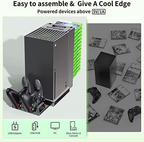 Image of PSS Xbox Series X Stand, Vertical Stand For Xbox Series X Console, Dual Controller Charging Station with 2 Rechargeable Battery Pack for Xbox Series X, 14 Game Slots for Xbox Series X