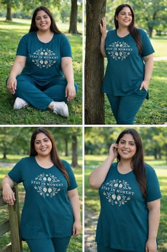 Image of In Love Women's Plus Size Longline T-Shirt with Side Pocket, 3 /4 Sleeve, Crew Neck