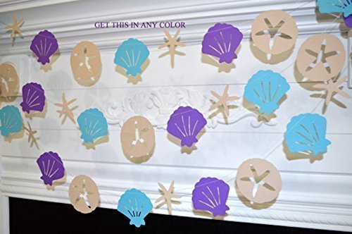 Amazon Com Mermaid Sand Dollar Seashell Under The Sea Baby Shower Beach Theme Garland Mermaid Party Nautical Garland Under The Sea Baby Shower Mermaid Garland Under The Sea Party Handmade