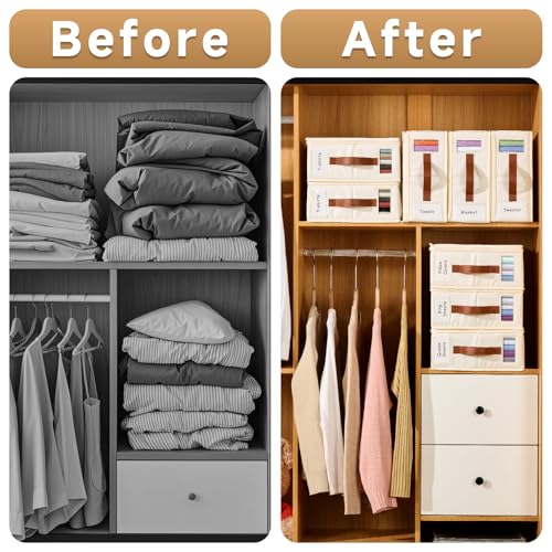 Bed Sheet Organizer 4 Pack - No Insects Entry Sheet Organizers and Storage with Zipper, Label, Handle, Window, Linen Closet Organizers and Storage for Sheet Set, Clothing, Duvet Covers, Blanket - Image 3