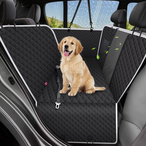 Meolsaek Car Seat Cover for Dogs, Non-Slip Dog Hammock for Car Back Seat, with Mesh Window Scratch Proof Nonslip Back Seat Protector for Trucks SUVs Most Cars (Black)