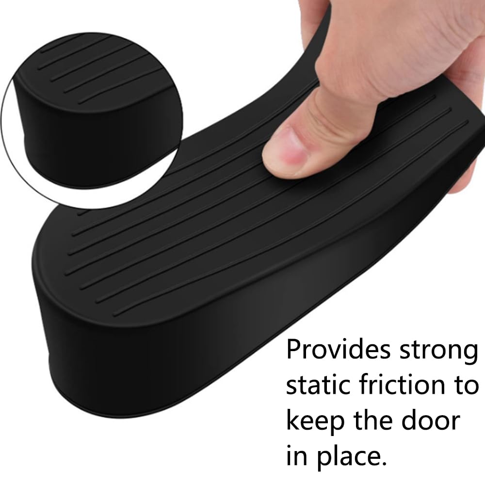 Extra Large Door Wedge, 2 Pack Rubber Door Stoppers, Durable Doorstop for Home Office Bedroom (Black) - Image 3