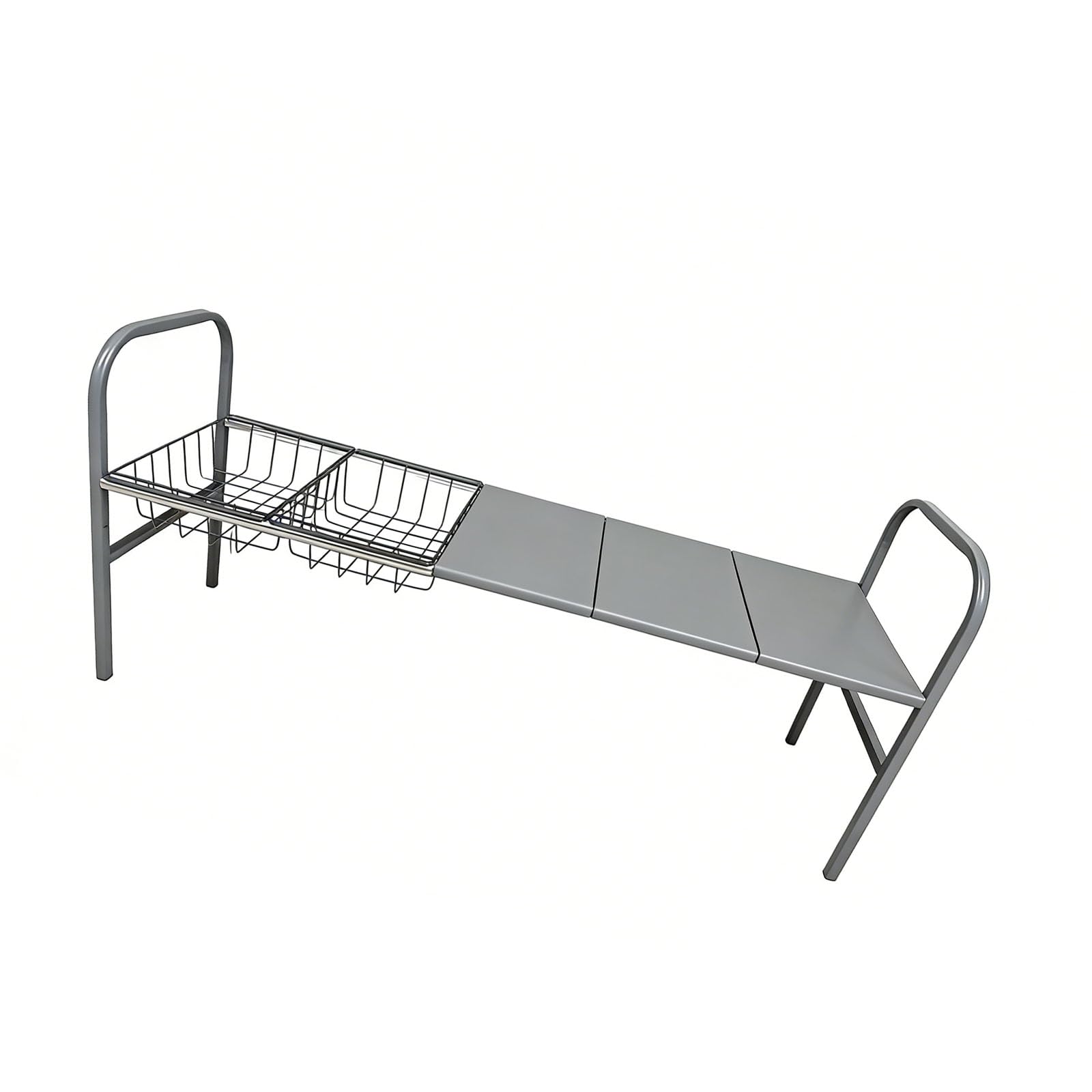 ZEPFJHE Expandable Carbon Steel Kitchen Shelf with 3 Plates 2 Wire Baskets Space Saving Design Store Planner