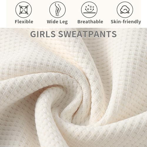 Girl's Wide Leg Sweatpants Baggy Straight Loose Sweat Pants High Waist Causal Kids Athletic Pants with Pockets 6-14Y4