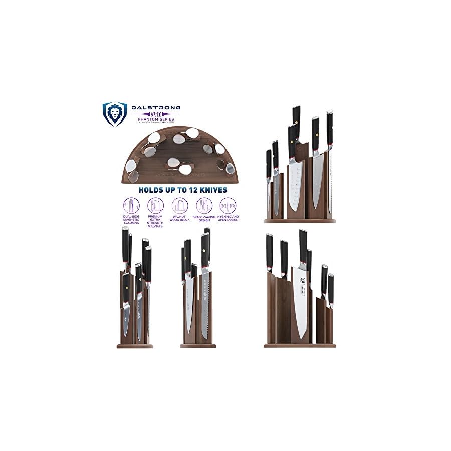 DALSTRONG Knife Block Set - 6-Piece - Magnetic Knife Stand - Phantom Series - Japanese High-Carbon AUS8 Steel - Knife Kitchen Set - Pakkawood Handle