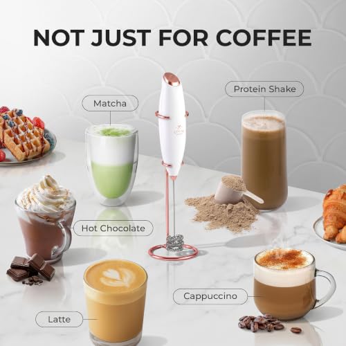 Image of Zulay Kitchen Powerful Milk Frother Wand With Duracell Batteries - Ultra Fast Handheld Drink Mixer - Electric Whisk Foam Maker for Coffee, Lattes, Cappuccino & Matcha - Triple Whisk - Black