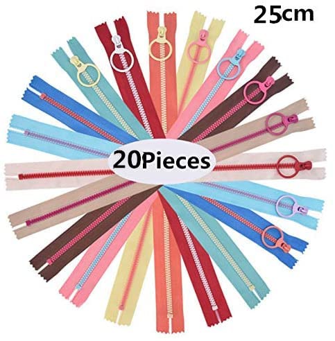 YKKJ 20pcs 25cm Resin Zippers, Multicolor Coil Zips with Metal Ring, for Sewing Crafts, Bag Clothing - Image 2