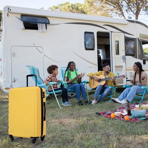 Luggage sets 3 Piece,ABS Hard Shell Suitcase Set with Spinner Wheels,Travel Luggage with TSA Lock,20/24/28inch,Yellow2