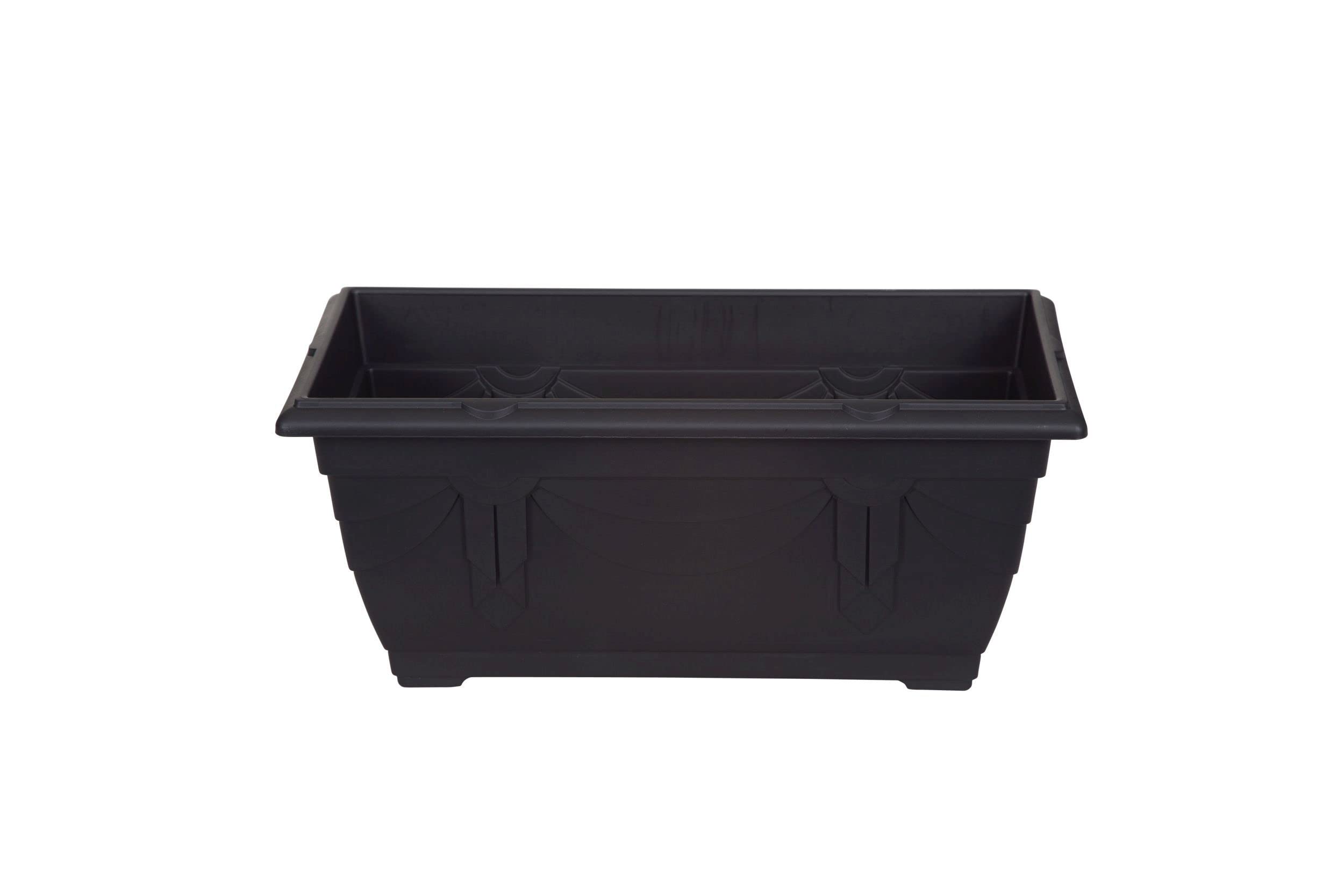 Venetian Window Box Trough Planter Small 40cm Plastic Flower Plant Pot Black Colour
