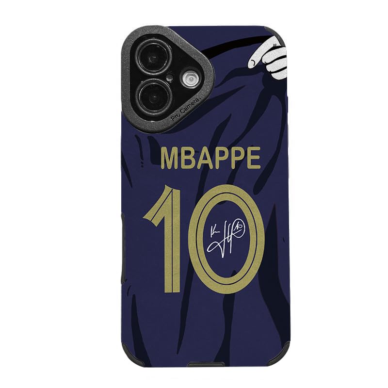 Slrioks Mbappe Jersey Phone Case Creative Soccer Case for iPhone 16 Thin Soft Imitation Leather Shockproof