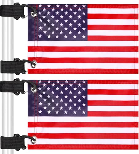TOBWOLF 2PCS 6 x 9 Golf Cart Flags Fourth of July American Flag Set