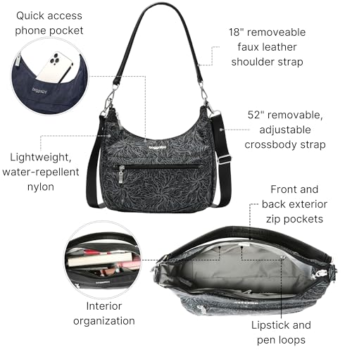 Image of Baggallini Modern Pocket Half Moon 11 inchx10.5 inch Shoulder Women W /Replaceable Straps Converts to Crossbody Bag