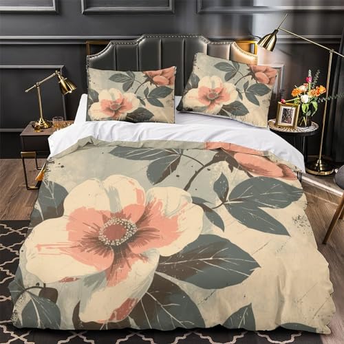 Housse de couette roses 3D microfibre parure de lit super king 260x220