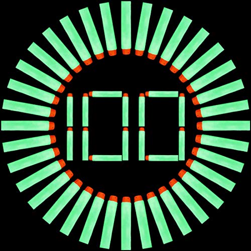 FenglinTech 100PCS Darts Bullets for Nerf Rebelle / Nerf Modulus / Nerf N-Strike Elite / Nerf Zombie / Nerf Stryfe - Glow in The Dark(White)