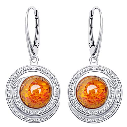 ANDANTE Premium Collection - Boucles d'oreilles en ambre véritable de la mer Baltique en argent sterling 925 ** Soleil de la Toscane ** Certifiées - Or de la mer - Couleur cognac Cover