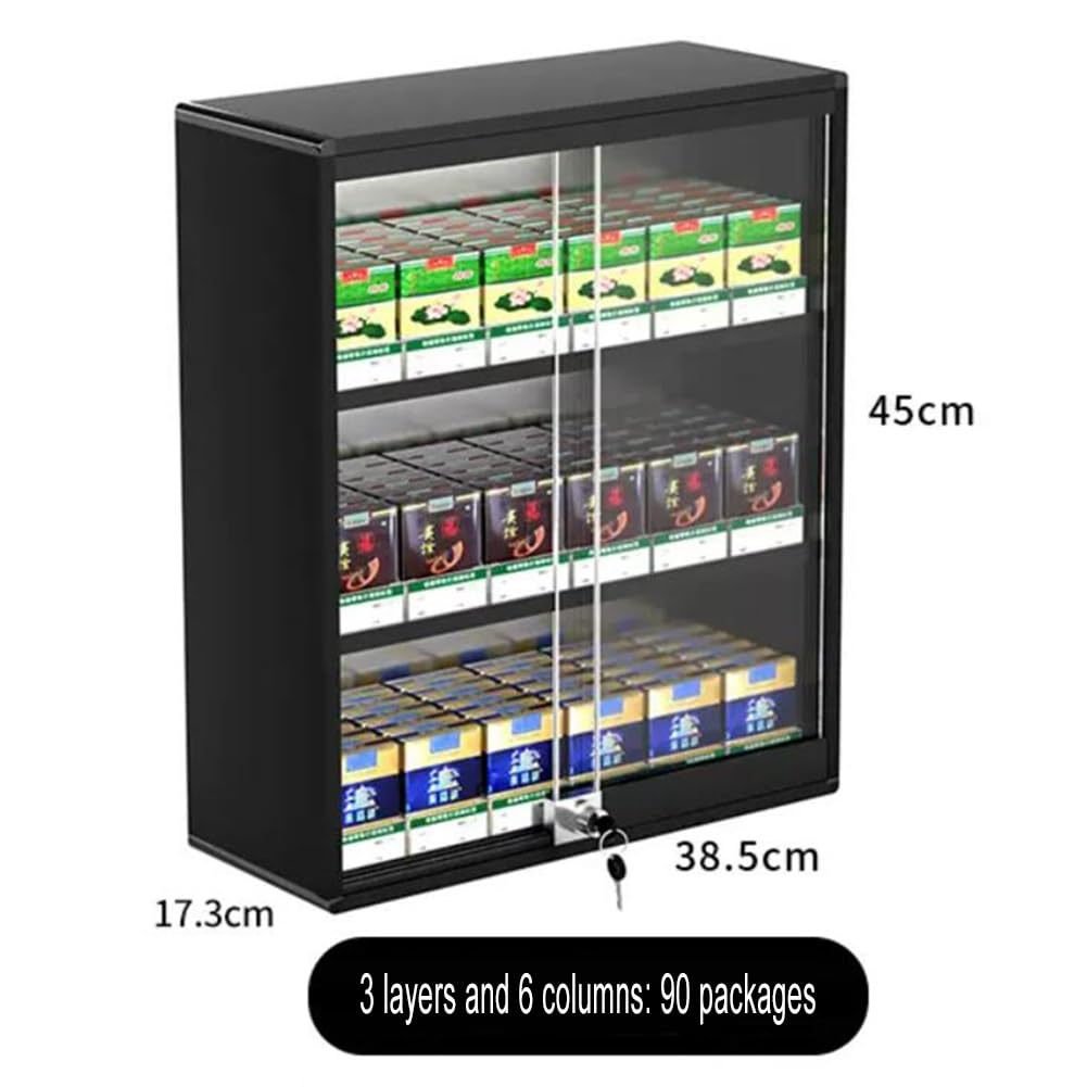 Amazon.com: Cigarette Display Case- Wall Mounted Cigarette Rack- Sliding  Door With LockCigarette Display Cabinet- 5/10 Pack Of Cigarettes- for  Market Store Store Retail ( Color : Black , Size : 38.5x17.3x45cm ) :  Health & Household