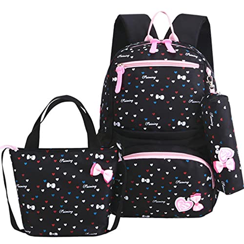 Cartable 3 pièces comprenant un sac à dos scolaire imprimé pour fille avec trousse - 3