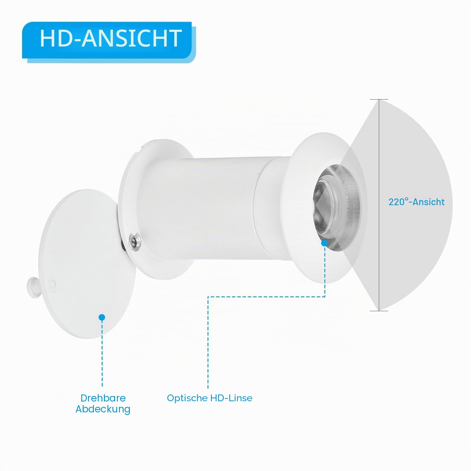PATIKIL 15/16" Türspion 220-Grad Türspion Passt für 1-3/4 Zoll bis 2-15/16 Zoll Türspion mit Drehbarer Privatsphäreabdeckung für Zuhause Büro Hotel, Weiß