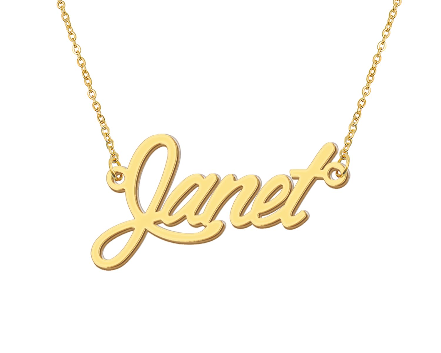 Aoloshow Personalized Name Necklace Custom Any Name Necklaces Jewelry for Womens New Mom Bridesmaid Gift Gold - Janet