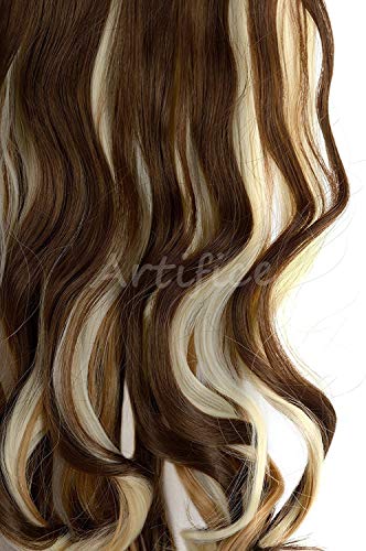 Image of Artifice 5 clip 26 INCH Super Long Wavy Curly Hair Extension for Women Natural Soft Clip on Extensions Synthetic Thick Hairs for Any Event for Girls Hair Extension BROWN MIX BLONDE Highlighted