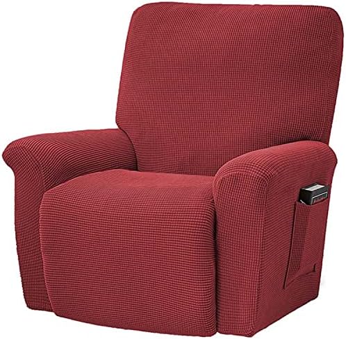 4-Pieces Armchair Recliner Cover Stretch Recliner Sofa Slipcover 1 Seater Recliner Chair Slipcovers with Pockets Soft Washable Recliner Chair Protector