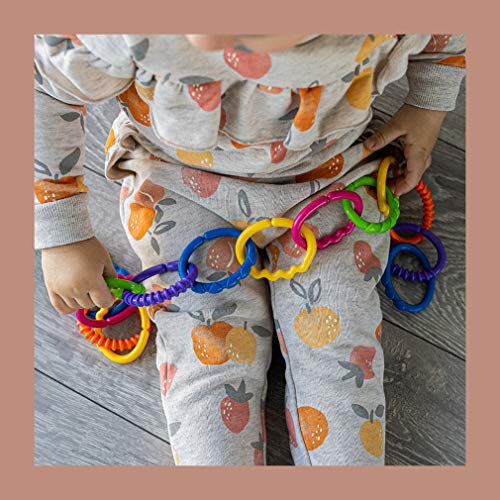 talinu Kinderwagenkette zum selber basteln, 24-Teilig perfekte Greifringe für Ihr Baby – vielseitige Anwendung: Spielbogen Anhänger, Rasselkette, Spielkette für unterwegs