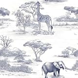 HENNOR Tropical Jungle Animals Boho Peel and Stick Wallpaper 17.5” x 393.5”