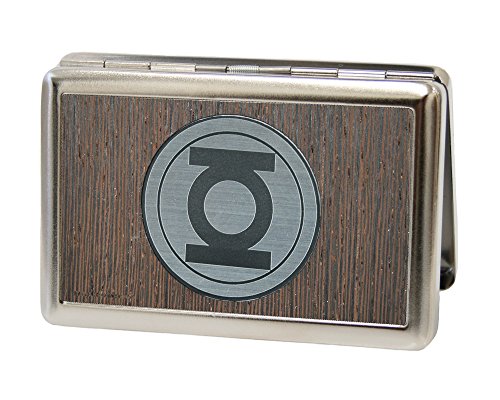 Buckle-Down Metal Wallet-Green Lantern Logo Marquetry Black Walnut/met