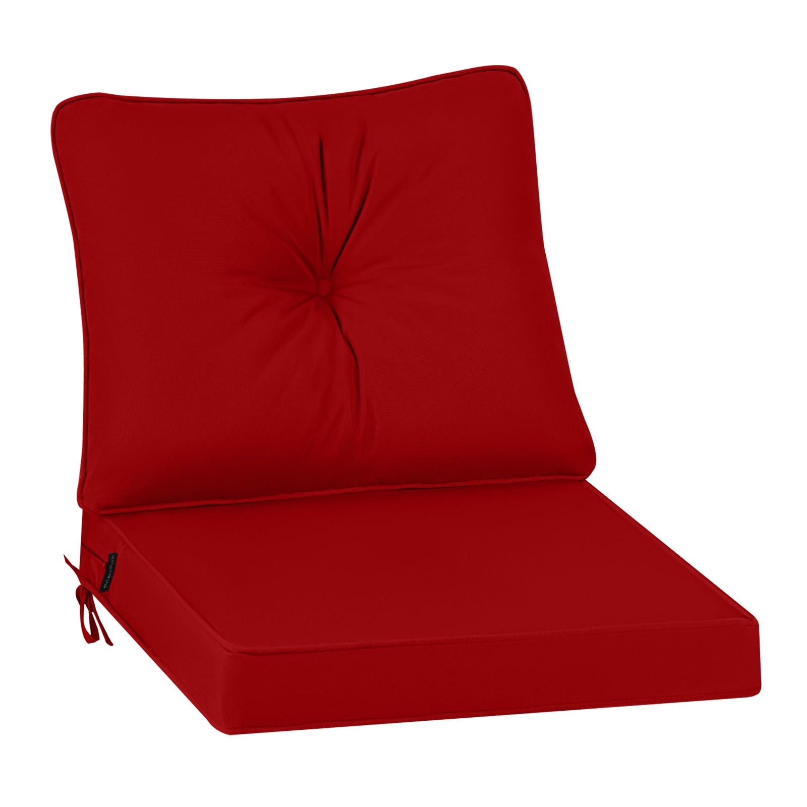PRIMEPATIO Outdoor Garden Chair Cushion with Backrest, 7cm Thick Waterproof Patio Seat Pad for Low-Back Sofa Chairs, Replacement Garden Furniture Cushion with Ties, 50 x 50cm, Grey — view 9