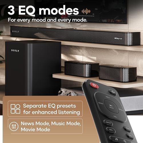 Boult Newly Launched X625 5.1ch Dolby Digital 625W Bluetooth Soundbar with Down-Firing Subwoofer Surround Sound Home Theatre, Dedicated DSP, USB/HDMI/AUX & Optical Fiber Connectivity Speaker for TV 8 51ygwD6gF5L