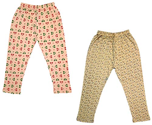 Image of IndiWeaves Girls Printed Cotton Capri Pants for Summer (Beige,Peach, 10-11 Years) Pack of 2