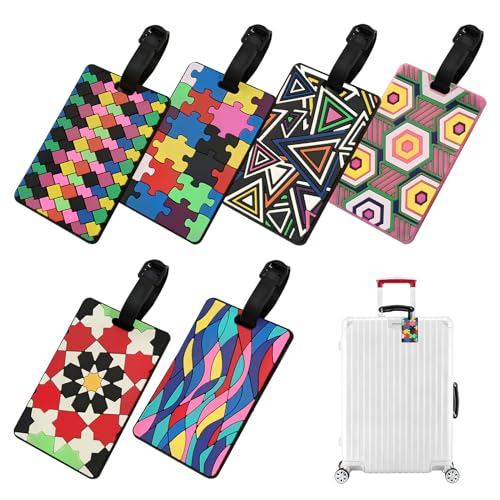 Etiquetas de bagagem, 6 peças etiqueta de bagagem, etiquetas malas de viagem veículo, mala de identificação Tag, etiquetas multicoloridas, para bagagem de avião, mala de viagem, mala, etiquetas de