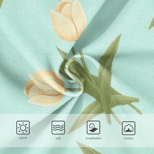 Cream Yellow Tulip Flowers Green Girls' Underwear, Toddler Girl Briefs, Cotton Underwear Girls, 2–8 Years3