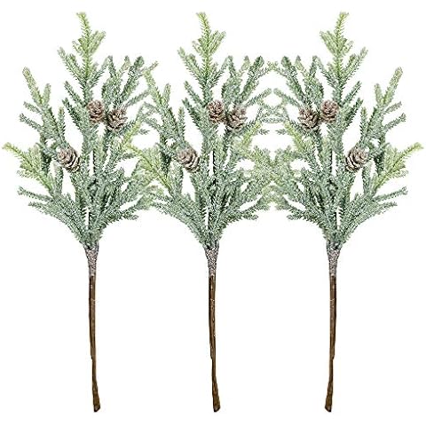 3 Pack Artificial Frosted Cypress Pine Stems Cover