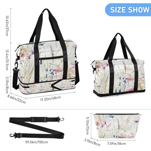 Kigai Colorful Flower Travel Duffle Bag for Women & Men Waterproof Sports Tote Gym Bag Shoulder Weekender Overnight Bag Carry on Luggage Bag with Shoe Compartment3