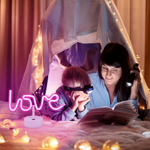 HOTUT Love LED Neon Light - USB or Battery Powered LED Neon Sign for Valentine'Day and Christmas, Perfect as a Bedroom Night Light for Girls or Living Room - Image 6