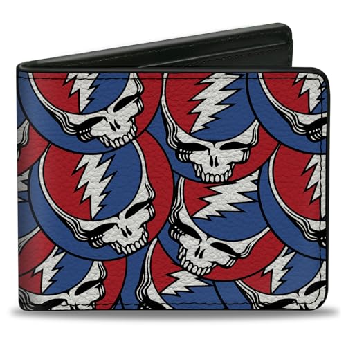 Buckle-Down Men's PU Bifold Wallet-Steal Your Face Stacked Red/White/Blue, Multicolor, 4.0