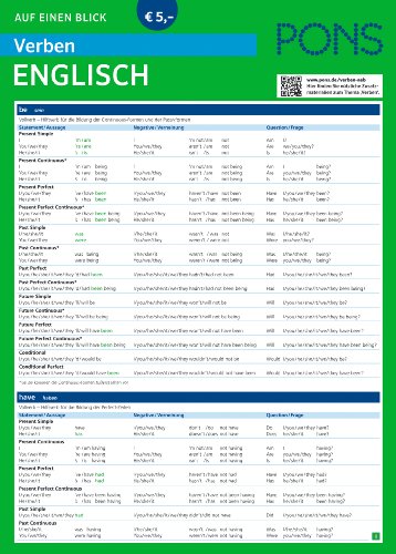 PONS Verben auf einen Blick Englisch: Kompakte Übersicht zum Nachschlagen (PONS auf einen Blick)
