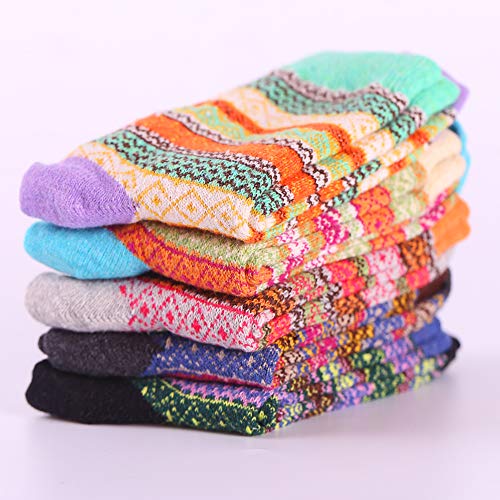 Image of Yoicy Womens Super Thick Wool Socks - Soft Warm Comfort Casual Crew Winter Socks (Pack of 3-5), Multicolor