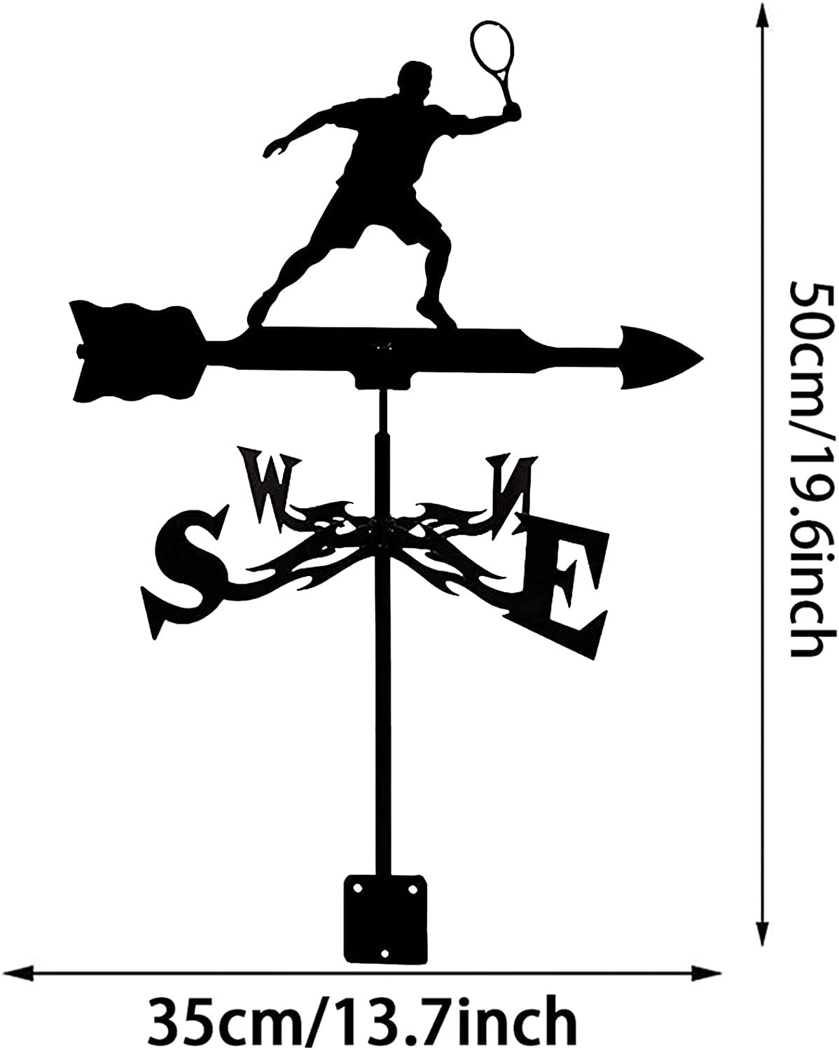 Metalowa wiatrowskaz, tenisowa wiatrowskaz Dekoracyjna wiatrowskaz Weathervane Garden Mount Yard Stake, żelazna wiatrowskaz Farma Trwała scena, narzędzie pomiarowe Budowa słupka og