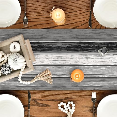 LOZULO Grey Vintage Table Runner Rustic Coffee Table Runners Linen Striped Patterned Table Cover Outdoor Waterproof Table Cloth Decoration 40x180cm - Cosy Home Interiors LOZULO Grey Vintage Table Runner Rustic Coffee Table Runners Linen Striped Patterned Table Cover Outdoor Waterproof Table Cloth Decoration 40x180cm - Image 2