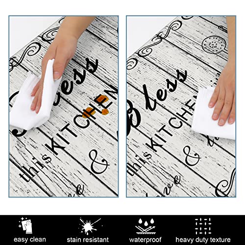 Hebe Farmhouse Anti Fatigue Kitchen Rug Set 2 Pieces With Runner Cushioned Kitchen Floor Mats Set Waterproof Non Skid Kitchen Rugs And Runner Sets For Kitchen Sink Laundry #TOP4