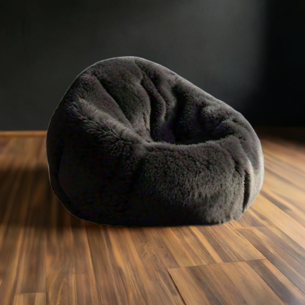 U & I Designs Bean Bag Fur for Adults & Kids Soft Cozy Bean Bag Chair (Bean Bag Without Beans) (Black)