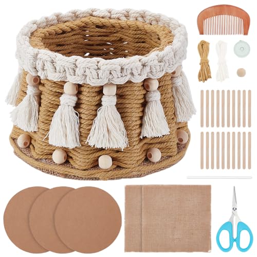 ORIGACH DIY Macrame Basket Making Kit Basket Craft Kit Including Cotton Cord Corrugated Paper Weaving Material Instruction for Easy Home Decor and Organization Ideas