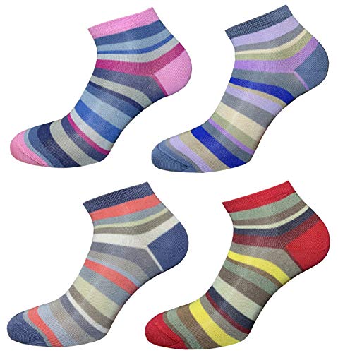 Image of 4 Pairs of Women's Combed Cotton Ankle Socks - Made in Italy - One Size