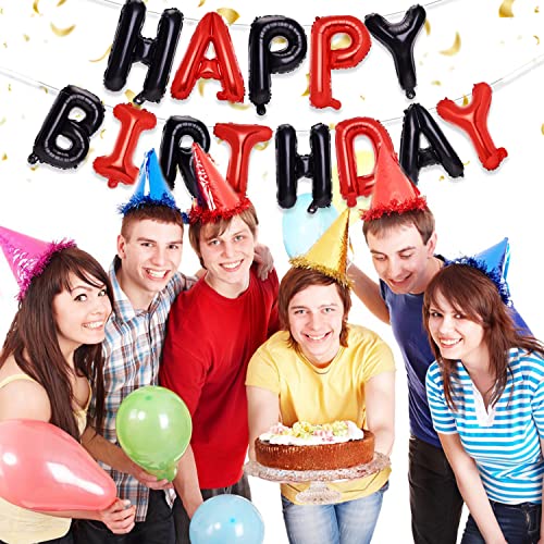 PIGETALE Black and Red Happy Birthday Banner Balloons, 16 Inch Mylar Foil Happy Birthday Sign Banner for Kids and Adults, 3D Balloons Letters for Birthday Party Decorations and Supplies - Thumbnail 3