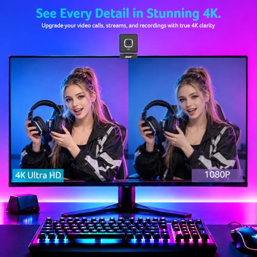 Acer A740 4K Webcam for PC with Noise Canceling Mic for Streaming Meetings - image 2