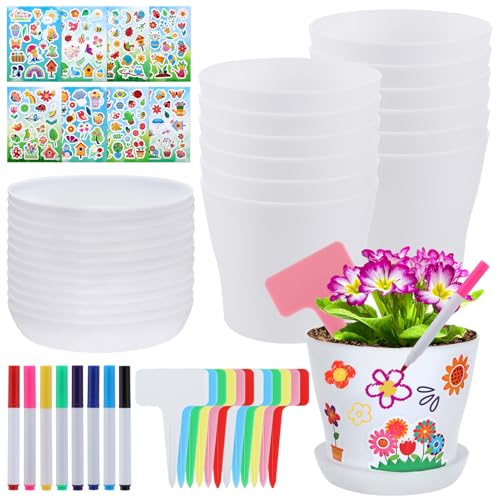 Cosweet 24 Set Paintable Flower Pot Craft Kit...